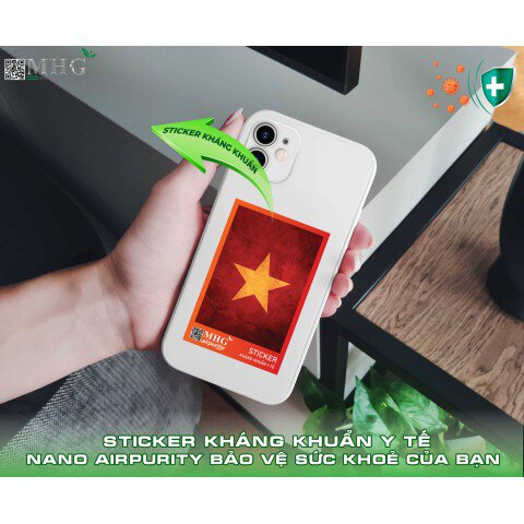 Sticker Nano Airpurity - Điện thoại, 6x9 cm, kháng khuẩn, virus