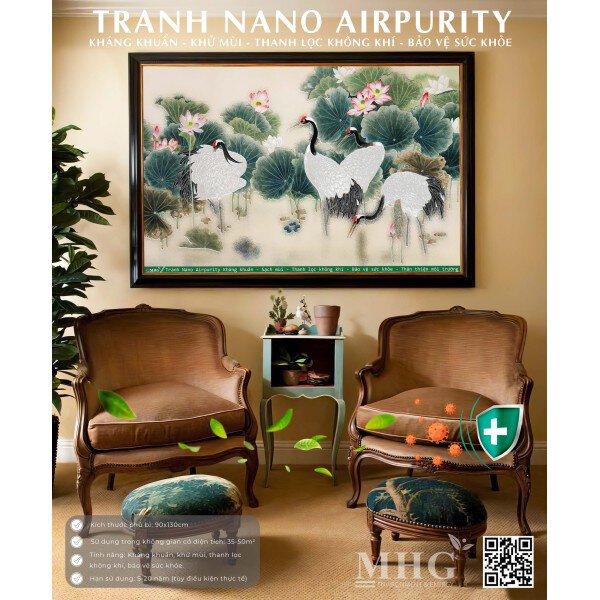 Tranh treo tường Nano Airpurity Platium 90x130cm, kháng khuẩn,khử mùi