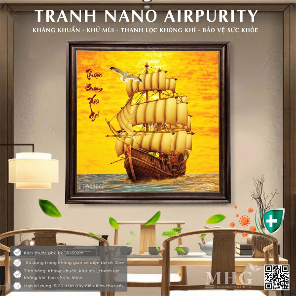 Tranh treo tường Nano Airpurity Platinum 50x50 thanh lọc không khí