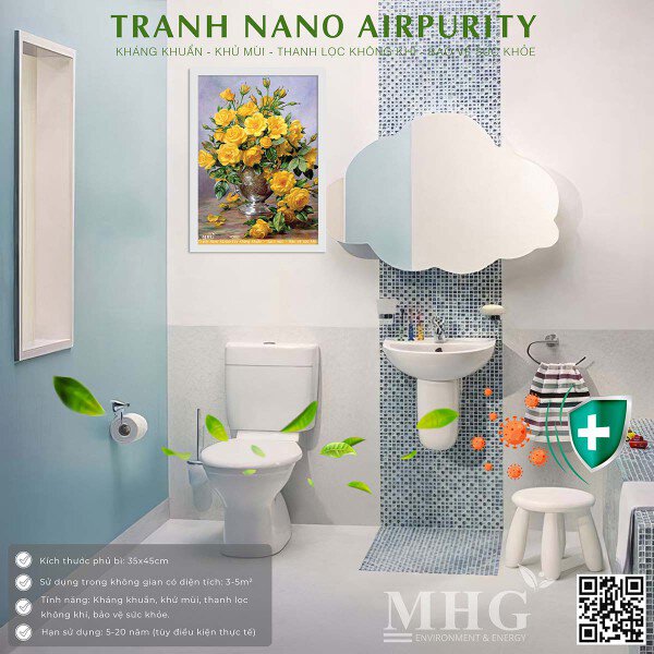 Tranh Nano Airpurity thanh lọc không khí, khử khuẩn phòng vệ sinh