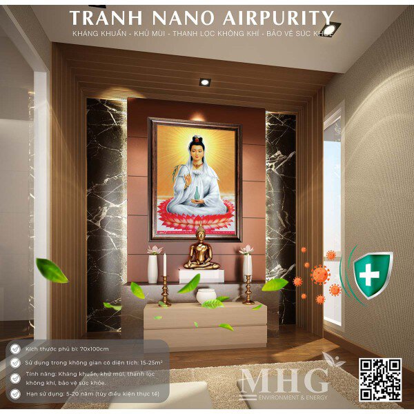 Tranh Nano Airpurity thanh lọc không khí, khử khuẩn cho phòng thờ