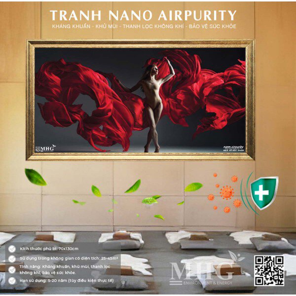 Tranh Nano Airpurity thanh lọc không khí, khử khuẩn phòng yoga