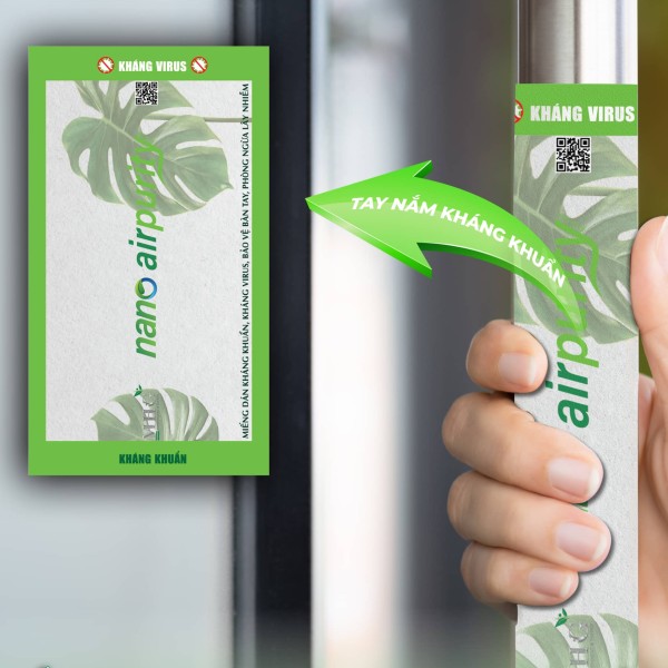 Miếng dán Nano Airpurity - Tay nắm cửa 7x8 cm, kháng khuẩn - virus