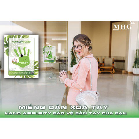 Miếng dán nano airpurity - Xoa tay Cửa 15 x20 cm, kháng khuẩn, virus