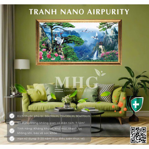 Tranh treo tường Nano Airpurity Platium 100x200cm, kháng khuẩn,khử mùi