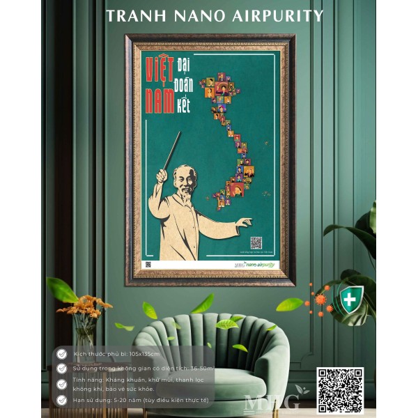 TRANH NANO AIRPURITY  - BẢN ĐỒ VIỆT NAM ĐẠI ĐOÀN KẾT